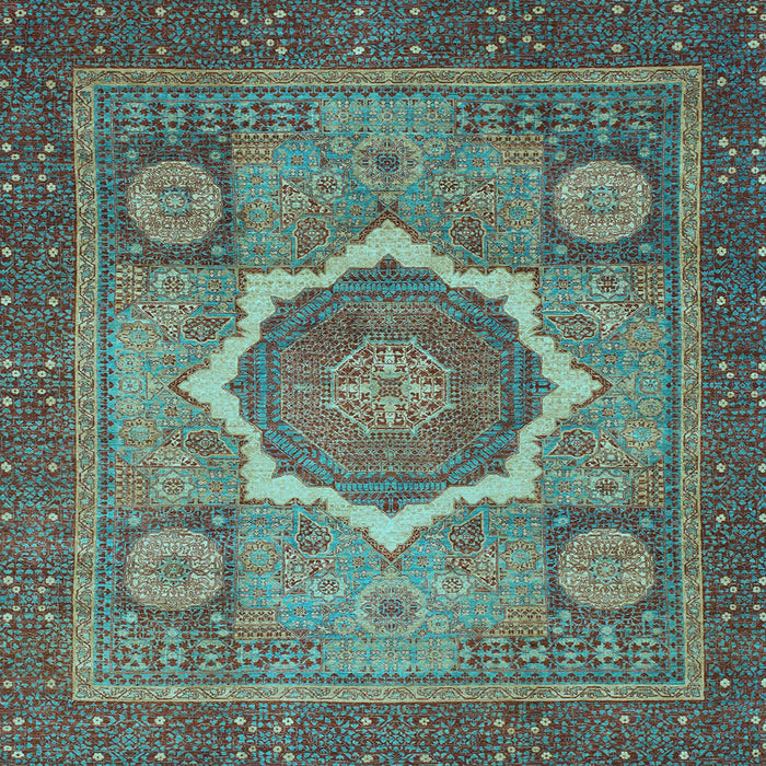 Square Abstract Light Blue Modern Rug, abs1374lblu