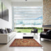 Square Abstract Orange Brown Modern Rug in a Living Room, abs1374