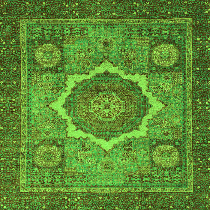 Square Abstract Green Modern Rug, abs1374grn