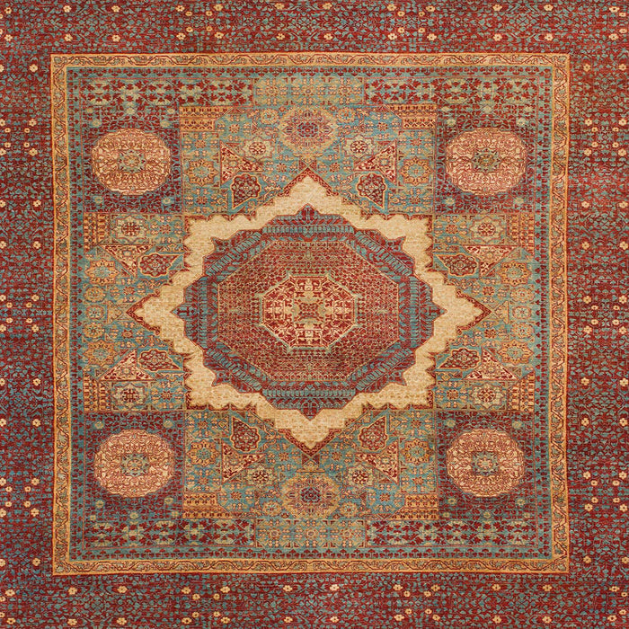 Square Machine Washable Abstract Orange Brown Rug, wshabs1374