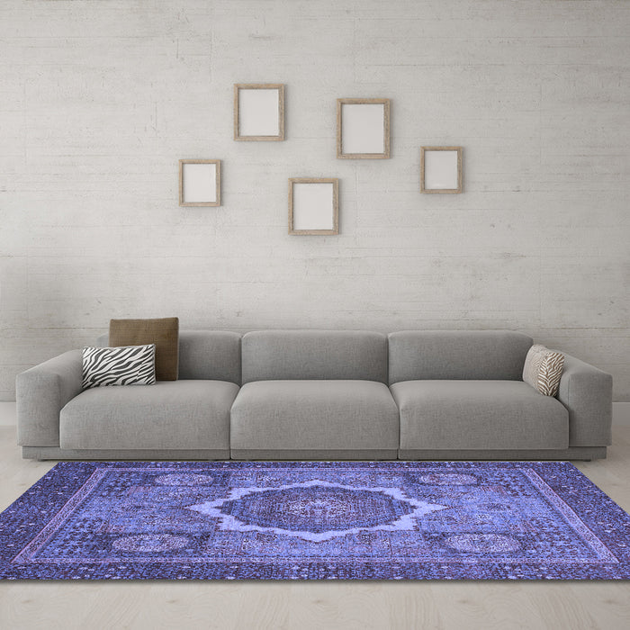 Machine Washable Abstract Blue Modern Rug in a Living Room, wshabs1374blu