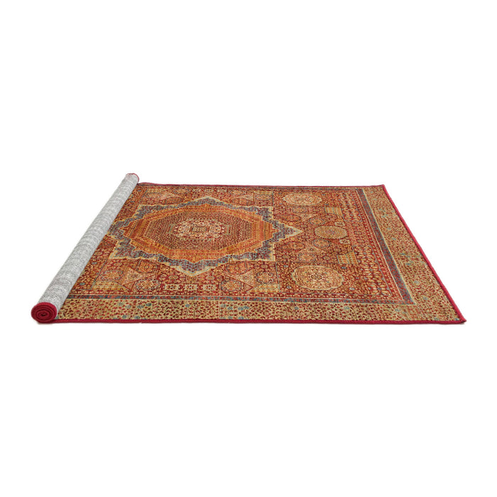 Sideview of Machine Washable Abstract Orange Rug, wshabs1375