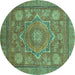 Round Abstract Turquoise Modern Rug, abs1375turq