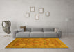 Machine Washable Abstract Yellow Modern Rug in a Living Room, wshabs1375yw