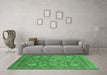 Machine Washable Abstract Emerald Green Modern Area Rugs in a Living Room,, wshabs1375emgrn