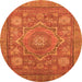 Round Abstract Orange Modern Rug, abs1375org