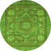 Round Machine Washable Abstract Green Modern Area Rugs, wshabs1375grn