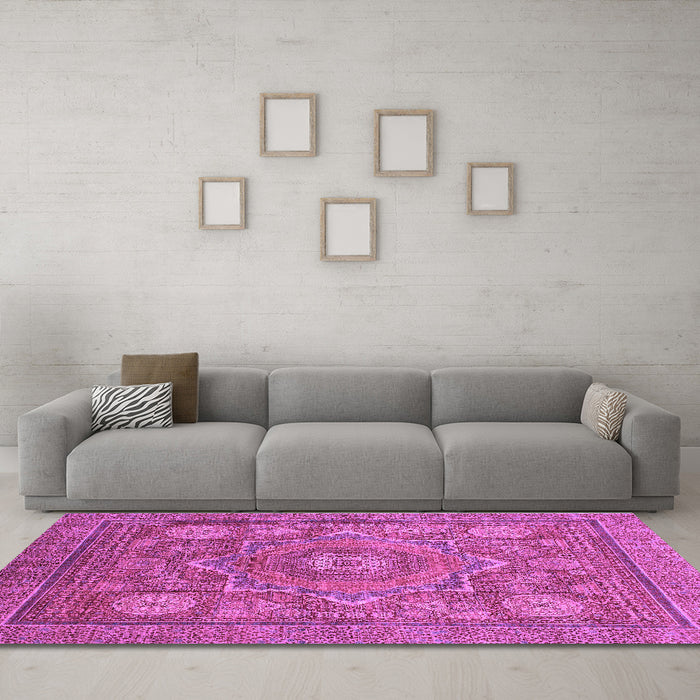 Machine Washable Abstract Purple Modern Area Rugs in a Living Room, wshabs1375pur