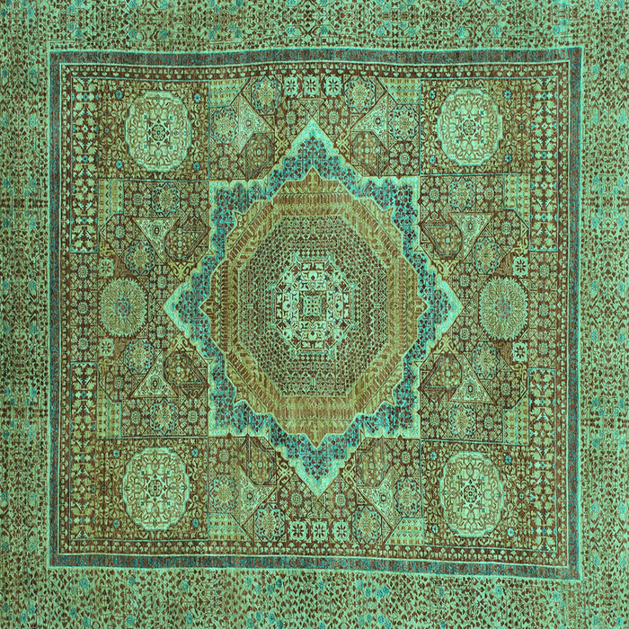 Square Machine Washable Abstract Turquoise Modern Area Rugs, wshabs1375turq