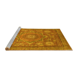 Sideview of Machine Washable Abstract Yellow Modern Rug, wshabs1375yw