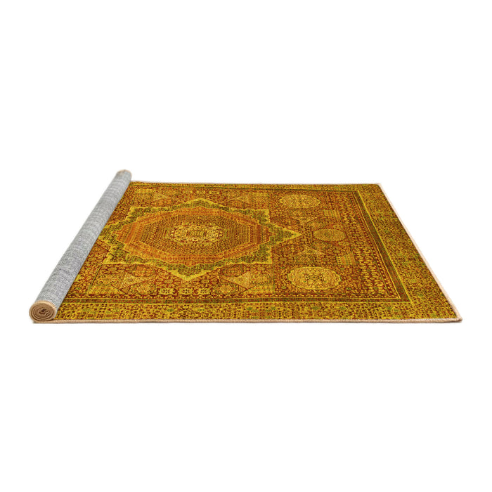 Sideview of Machine Washable Abstract Yellow Modern Rug, wshabs1375yw