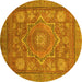 Round Abstract Yellow Modern Rug, abs1375yw