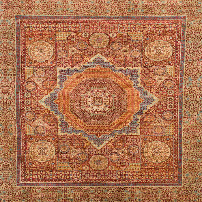 Square Machine Washable Abstract Orange Rug, wshabs1375