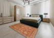 Machine Washable Abstract Orange Rug in a Bedroom, wshabs1375