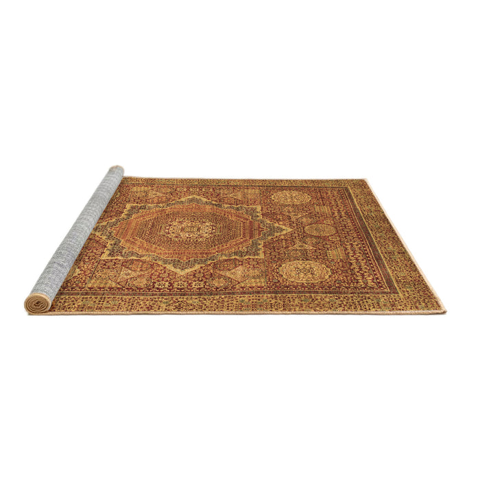Sideview of Machine Washable Abstract Brown Modern Rug, wshabs1375brn