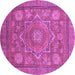 Round Machine Washable Abstract Purple Modern Area Rugs, wshabs1375pur