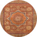 Round Machine Washable Abstract Orange Rug, wshabs1375