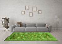 Machine Washable Abstract Green Modern Rug, wshabs1375grn