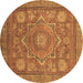 Round Abstract Brown Modern Rug, abs1375brn