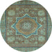 Round Abstract Light Blue Modern Rug, abs1375lblu