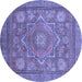 Round Abstract Blue Modern Rug, abs1375blu