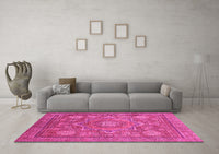 Machine Washable Abstract Pink Modern Rug, wshabs1375pnk