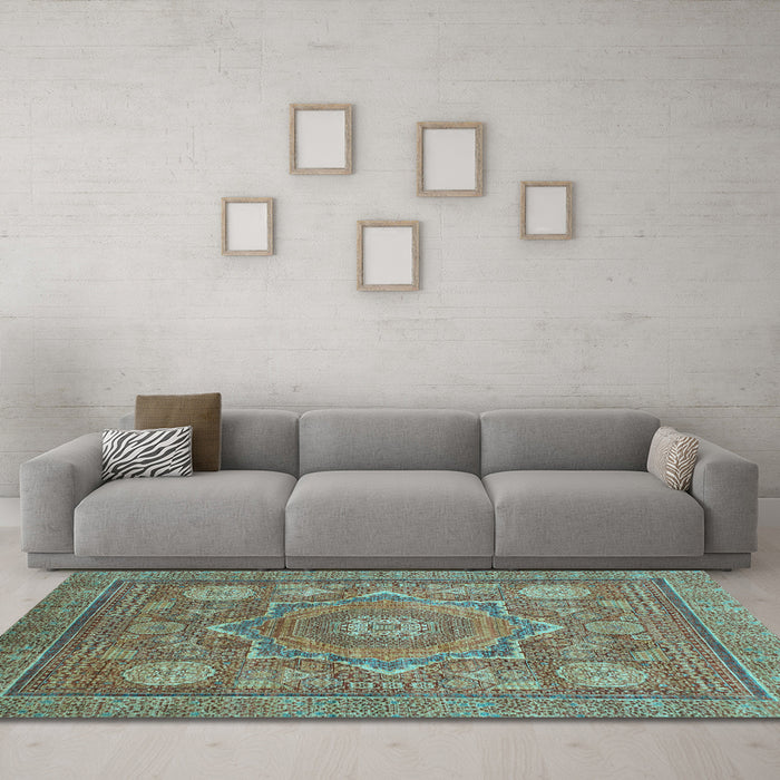Machine Washable Abstract Light Blue Modern Rug in a Living Room, wshabs1375lblu