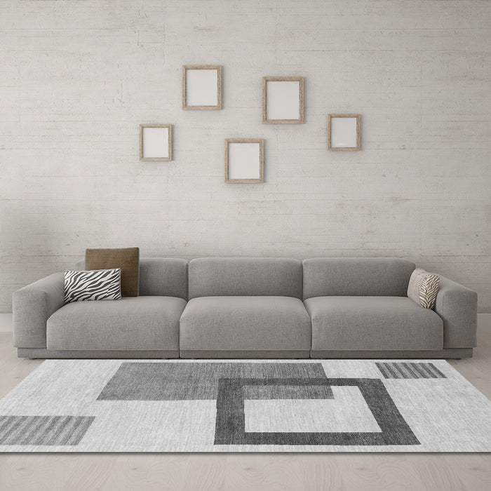 Machine Washable Solid Gray Modern Rug in a Living Room,, wshabs1376gry