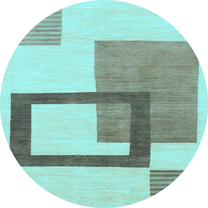 Round Machine Washable Solid Light Blue Modern Rug, wshabs1376lblu