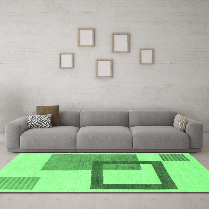 Machine Washable Solid Emerald Green Modern Area Rugs in a Living Room,, wshabs1376emgrn