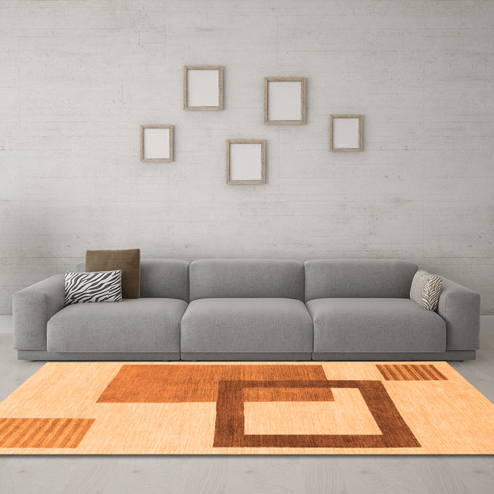 Machine Washable Solid Orange Modern Area Rugs in a Living Room, wshabs1376org