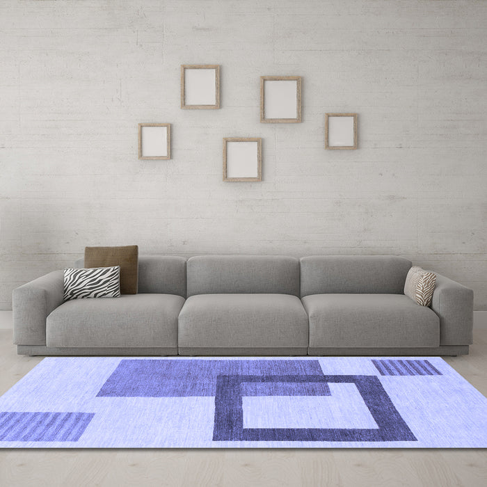 Machine Washable Solid Blue Modern Rug in a Living Room, wshabs1376blu