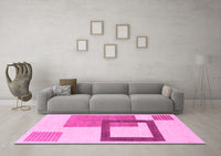 Machine Washable Solid Pink Modern Rug, wshabs1376pnk