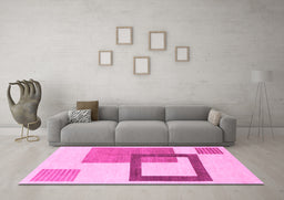 Machine Washable Solid Pink Modern Rug in a Living Room, wshabs1376pnk