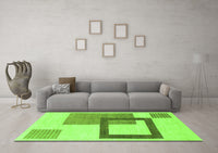 Machine Washable Solid Green Modern Rug, wshabs1376grn