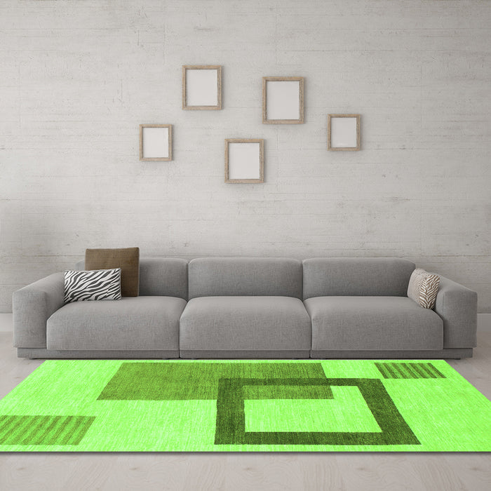Machine Washable Solid Green Modern Area Rugs in a Living Room,, wshabs1376grn