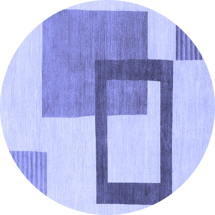 Round Machine Washable Solid Blue Modern Rug, wshabs1376blu