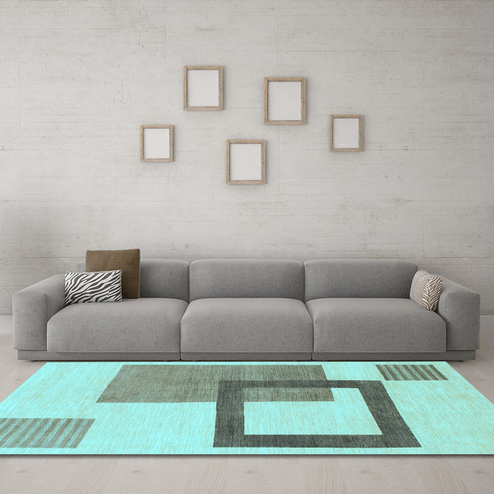 Machine Washable Solid Light Blue Modern Rug in a Living Room, wshabs1376lblu