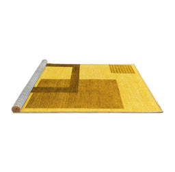 Sideview of Machine Washable Solid Yellow Modern Rug, wshabs1376yw