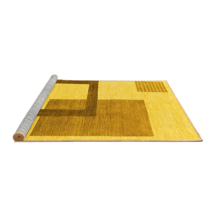 Sideview of Machine Washable Solid Yellow Modern Rug, wshabs1376yw