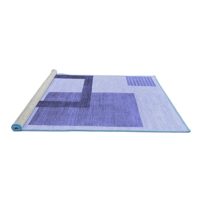 Sideview of Machine Washable Solid Blue Modern Rug, wshabs1376blu