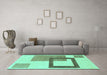 Machine Washable Solid Turquoise Modern Area Rugs in a Living Room,, wshabs1376turq