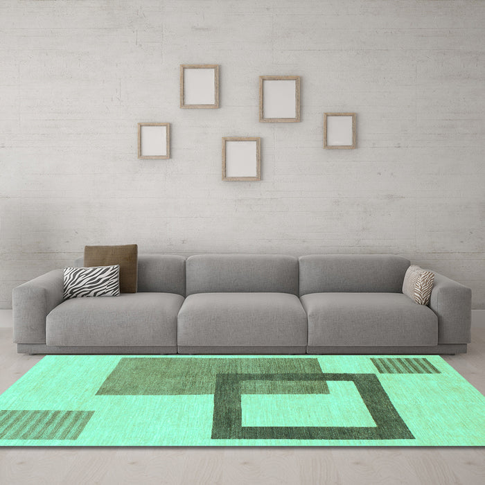 Machine Washable Solid Turquoise Modern Area Rugs in a Living Room,, wshabs1376turq