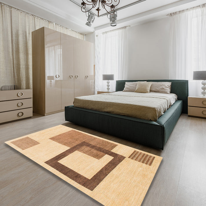 Machine Washable Abstract Orange Rug in a Bedroom, wshabs1376