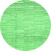 Round Machine Washable Solid Emerald Green Modern Area Rugs, wshabs1377emgrn