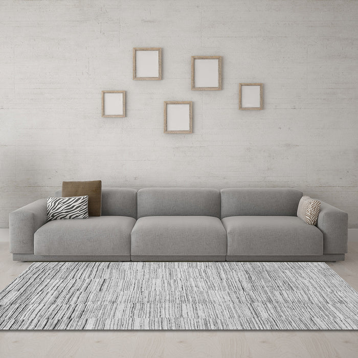 Machine Washable Solid Gray Modern Rug in a Living Room,, wshabs1377gry