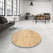 Round Machine Washable Abstract Yellow Rug in a Office, wshabs1377