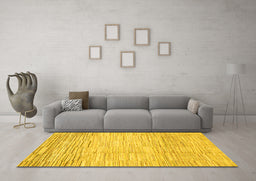 Machine Washable Solid Yellow Modern Rug in a Living Room, wshabs1377yw