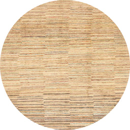 Round Abstract Yellow Solid Rug, abs1377
