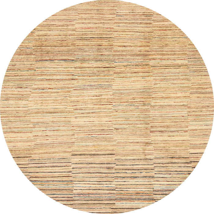 Round Abstract Yellow Solid Rug, abs1377